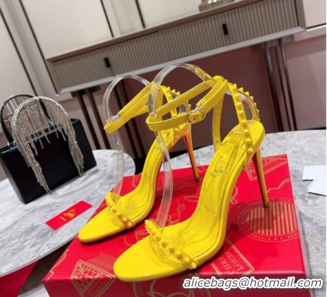 Unique Style Christian Louboutin So Me Patent Leather High Heel Sandals 10cm Yellow 032043