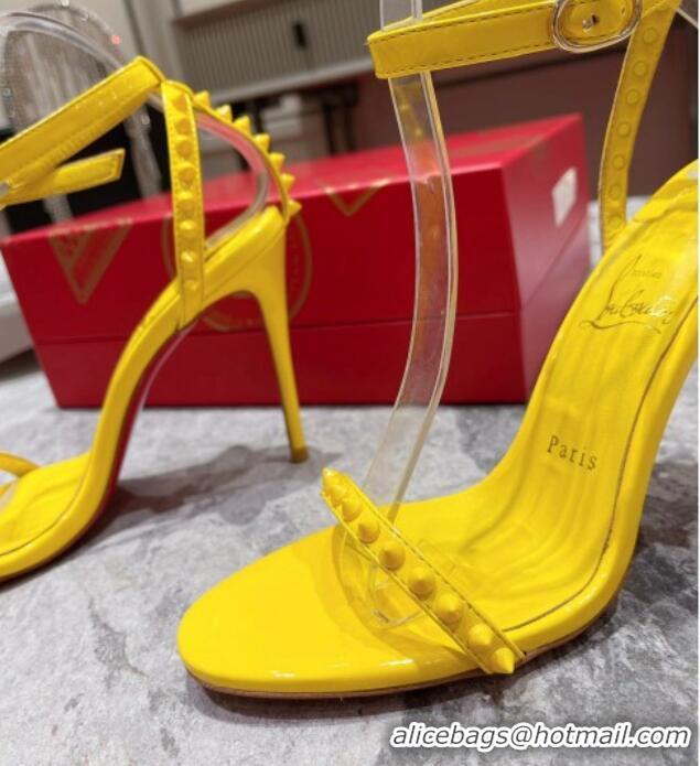 Unique Style Christian Louboutin So Me Patent Leather High Heel Sandals 10cm Yellow 032043