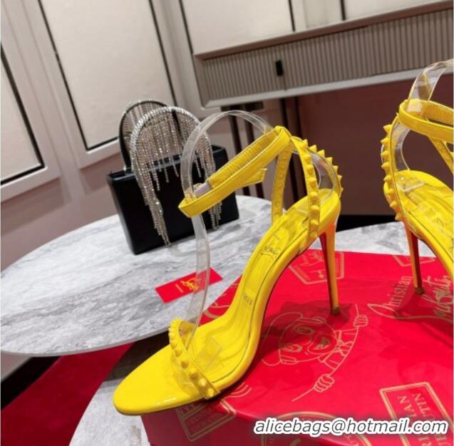 Unique Style Christian Louboutin So Me Patent Leather High Heel Sandals 10cm Yellow 032043