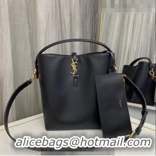 Promotional Yves Saint Laurent Le 37 Bucket bag in Shiny Leather 742828 Black