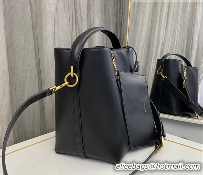 Promotional Yves Saint Laurent Le 37 Bucket bag in Shiny Leather 742828 Black