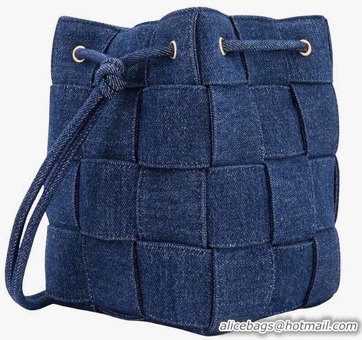 Big Discount Bottega Veneta intreccio Denim Bucket bag 680218 Blue