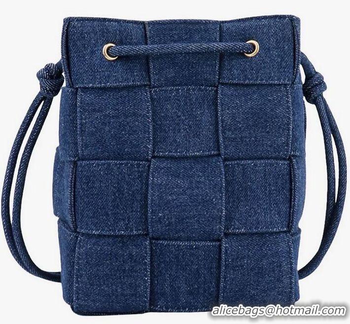 Big Discount Bottega Veneta intreccio Denim Bucket bag 680218 Blue