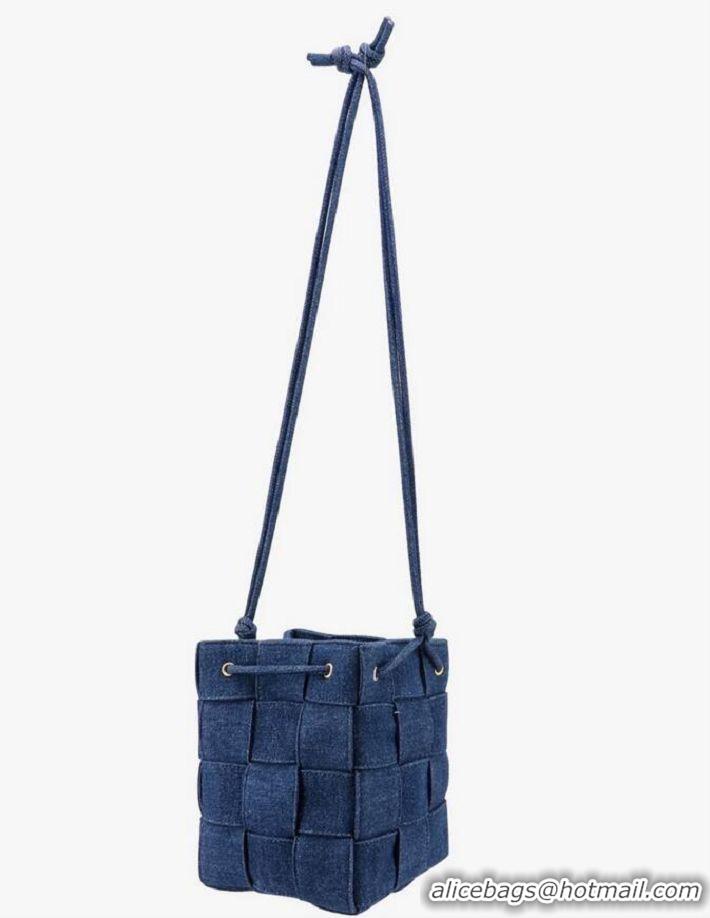 Big Discount Bottega Veneta intreccio Denim Bucket bag 680218 Blue