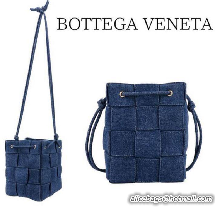 Big Discount Bottega Veneta intreccio Denim Bucket bag 680218 Blue