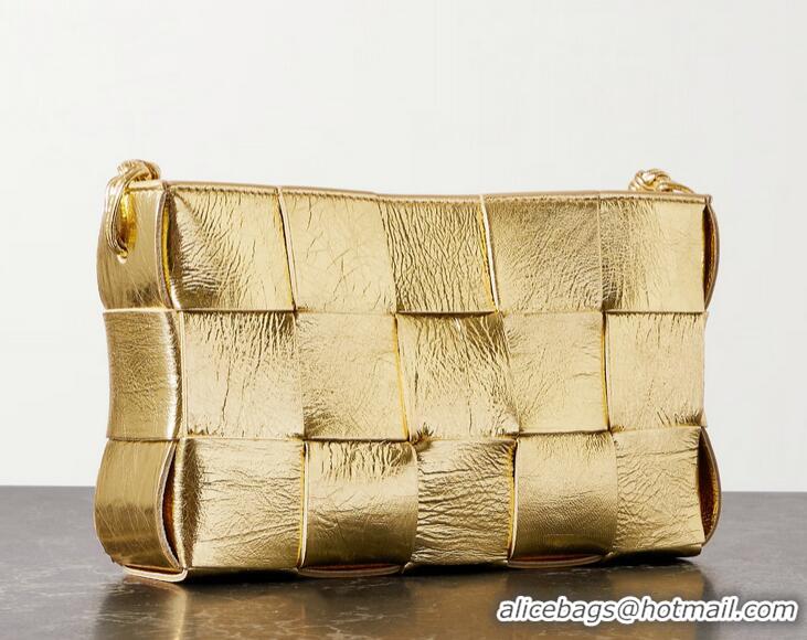 Top Quality Bottega Veneta Mini Cassette Metallic Intrecciato Leather Shoulder Bag BV5621