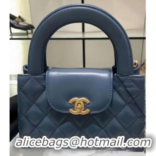 Buy New Design Chanel 23k Vintage Kelly Original Leather Top Handle Bag AS4416 Navy Blue