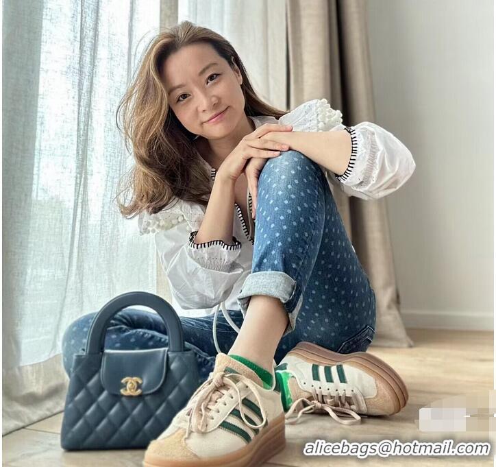 Buy New Design Chanel 23k Vintage Kelly Original Leather Top Handle Bag AS4416 Navy Blue