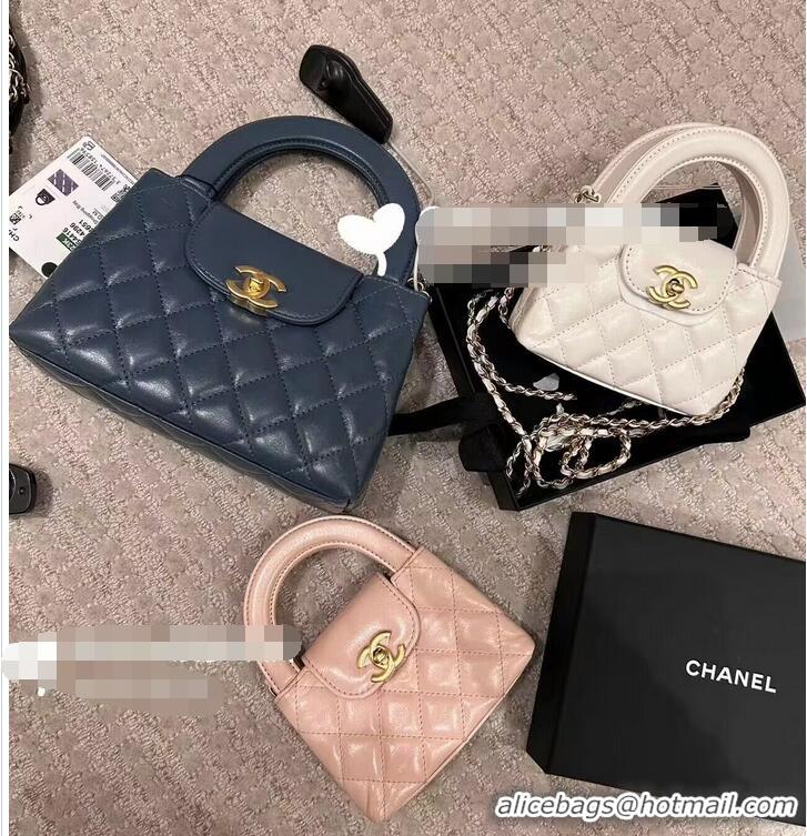 Buy New Design Chanel 23k Vintage Kelly Original Leather Top Handle Bag AS4416 Navy Blue