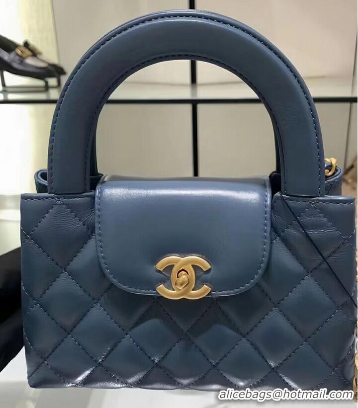 Buy New Design Chanel 23k Vintage Kelly Original Leather Top Handle Bag AS4416 Navy Blue