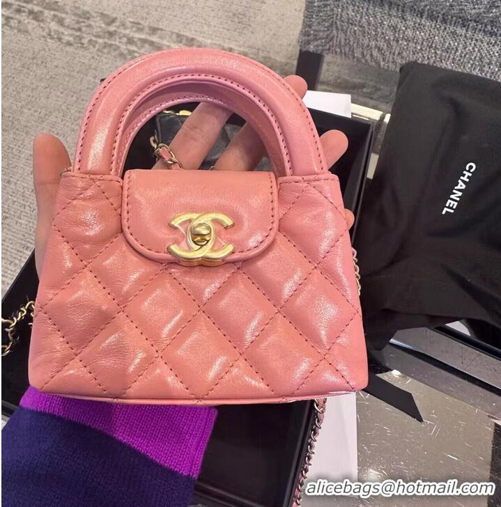 Best Price Chanel 23k Vintage Kelly Original Leather Top Handle Bag AS4416 Pink