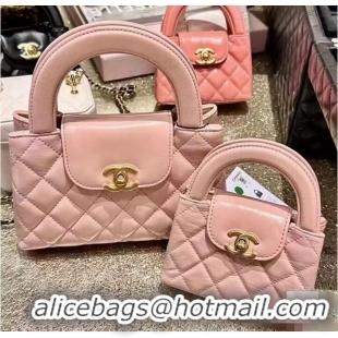 New Discount Chanel 23k Vintage Kelly Original Leather Top Handle Bag AS4416 Light Pink