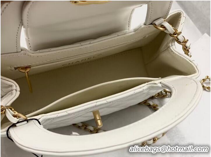 Trendy Design Chanel 23k Vintage Kelly Original Leather Top Handle Bag AS4416 White