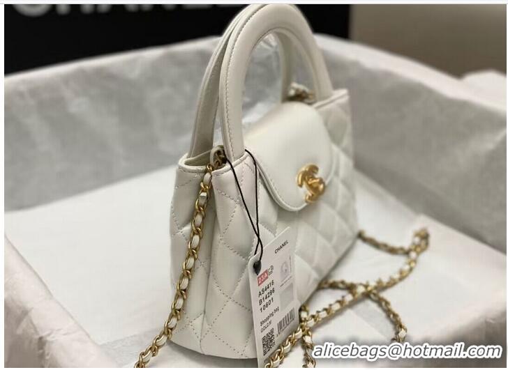 Trendy Design Chanel 23k Vintage Kelly Original Leather Top Handle Bag AS4416 White