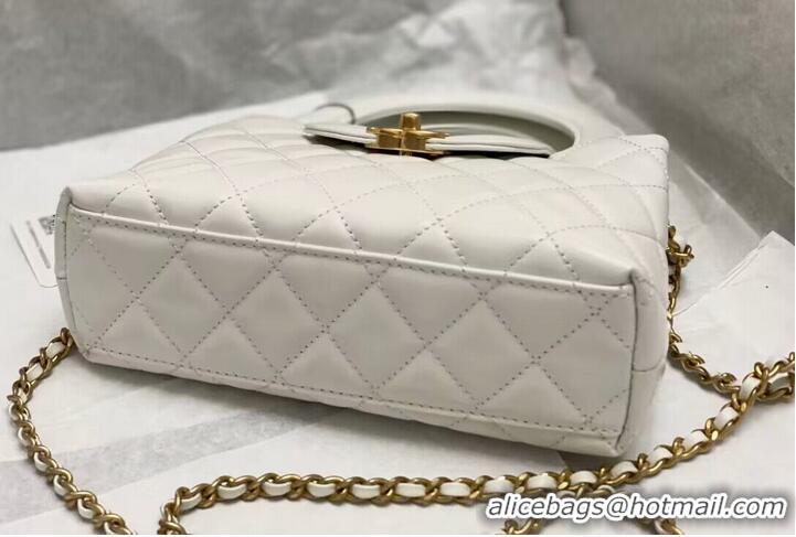 Trendy Design Chanel 23k Vintage Kelly Original Leather Top Handle Bag AS4416 White