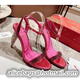 Charming Christian Louboutin Lipstrass Queen Patent Leather Pumps 10cm with Crystals Pink 321004