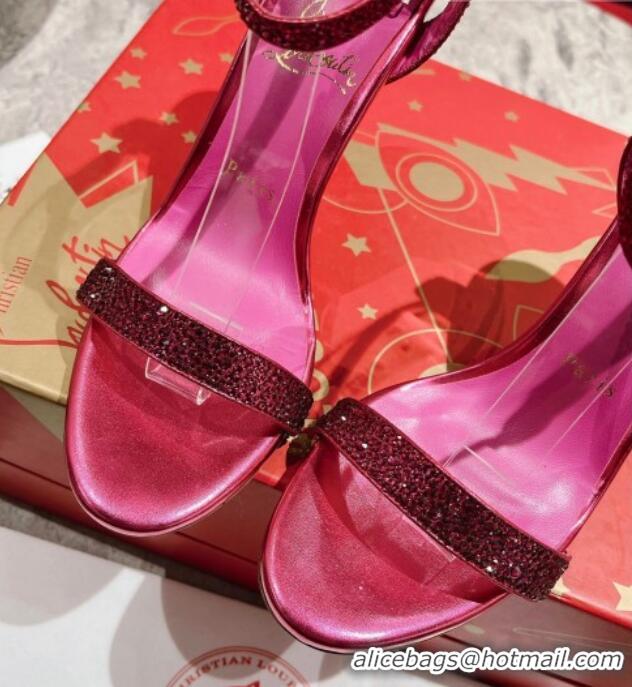 Charming Christian Louboutin Lipstrass Queen Patent Leather Pumps 10cm with Crystals Pink 321004