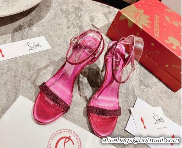 Charming Christian Louboutin Lipstrass Queen Patent Leather Pumps 10cm with Crystals Pink 321004