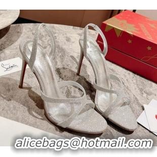 Charming Christian Louboutin Emilie Glitters High Heel Pumps 10cm Silver 321008