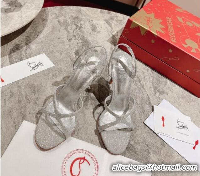 Charming Christian Louboutin Emilie Glitters High Heel Pumps 10cm Silver 321008