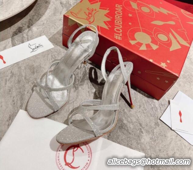 Charming Christian Louboutin Emilie Glitters High Heel Pumps 10cm Silver 321008