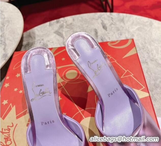 Cheap Price Christian Louboutin Me Dolly High Heel Slide Sandals 10cm in Purple Patent Leather 321011