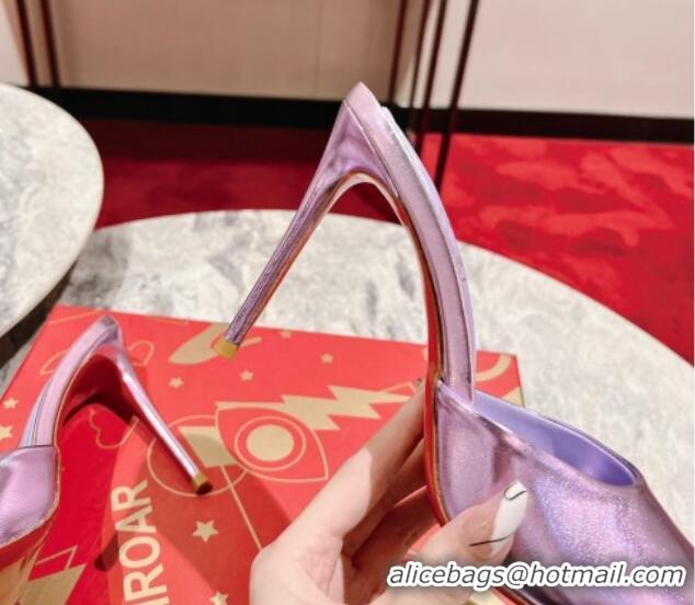 Cheap Price Christian Louboutin Me Dolly High Heel Slide Sandals 10cm in Purple Patent Leather 321011