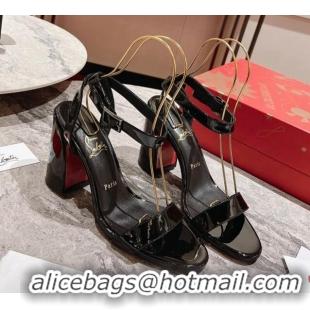 Pretty Style Christian Louboutin Miss Sabina Heel Sandals 8.5cm in Black Patent Leather 321015