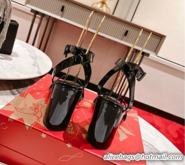 Pretty Style Christian Louboutin Miss Sabina Heel Sandals 8.5cm in Black Patent Leather 321015