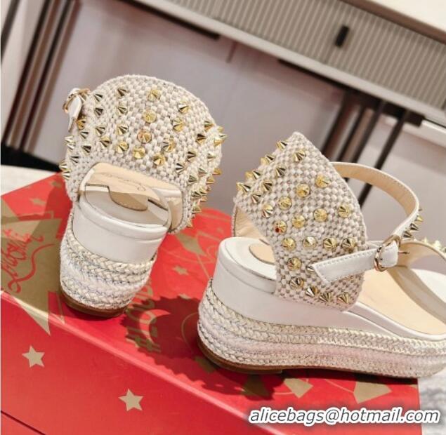 Lowest Price Christian Madmonica Espadrilles Sandals 6cm in White Leather and Spikes 420045