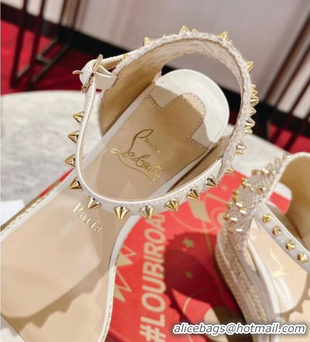 Lowest Price Christian Madmonica Espadrilles Sandals 6cm in White Leather and Spikes 420045