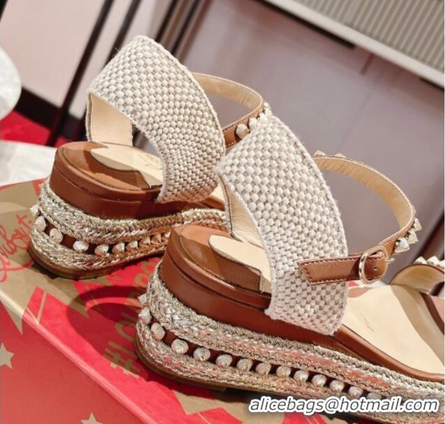 Lower Price Christian Madmonica Espadrilles Sandals 6cm in Brown Leather and Spikes 420047