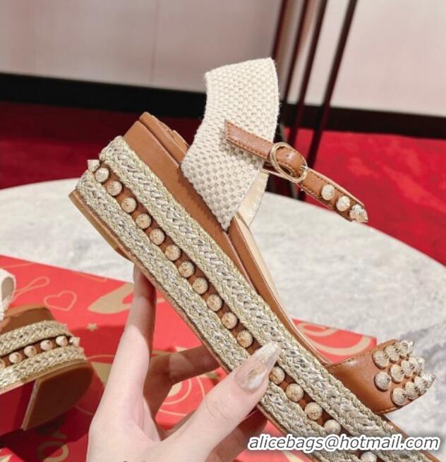 Lower Price Christian Madmonica Espadrilles Sandals 6cm in Brown Leather and Spikes 420047