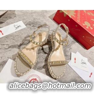 Low Price Christian Madmonica Espadrilles Sandals 6cm in Silver Glitter and Spikes 420048