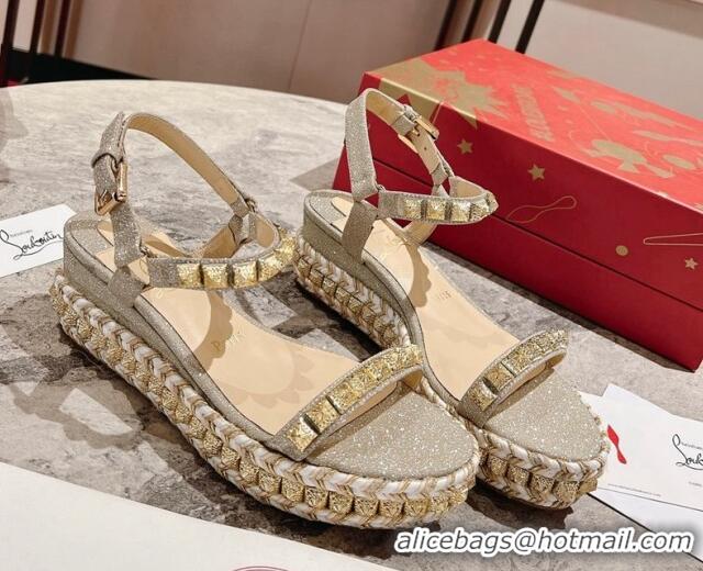 Low Price Christian Madmonica Espadrilles Sandals 6cm in Silver Glitter and Spikes 420048