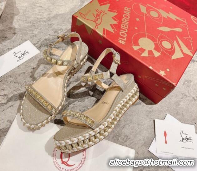 Low Price Christian Madmonica Espadrilles Sandals 6cm in Silver Glitter and Spikes 420048