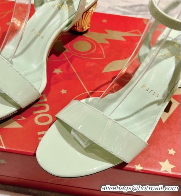 Unique Style Christian Louboutin Lipsita Queen Heel Sandals 5.5cm in Studio Green Patent Leather 425100