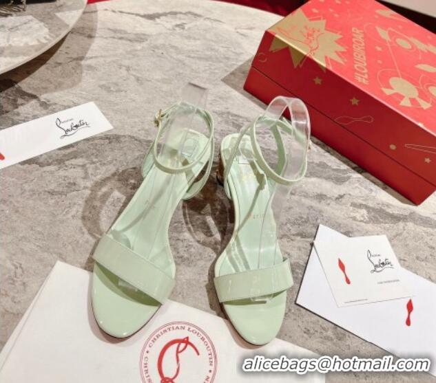 Unique Style Christian Louboutin Lipsita Queen Heel Sandals 5.5cm in Studio Green Patent Leather 425100