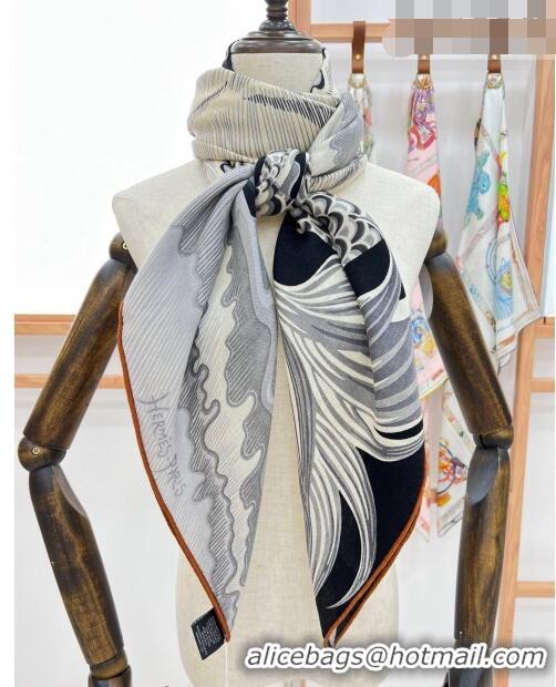 Grade Design Hermes Cheval Sirene Double Face Shawl Scarf 140cm HS8003 Black 2023