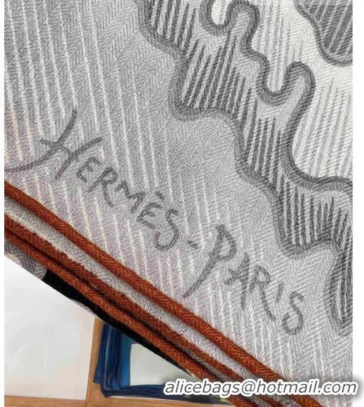 Grade Design Hermes Cheval Sirene Double Face Shawl Scarf 140cm HS8003 Black 2023