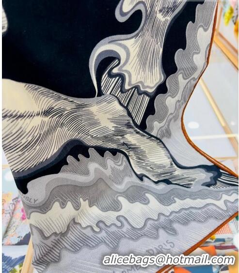 Grade Design Hermes Cheval Sirene Double Face Shawl Scarf 140cm HS8003 Black 2023