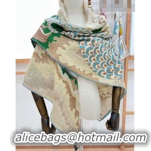 Top Quality Hermes Cheval Sirene Double Face Shawl Scarf 140cm HS8003 Green 2023