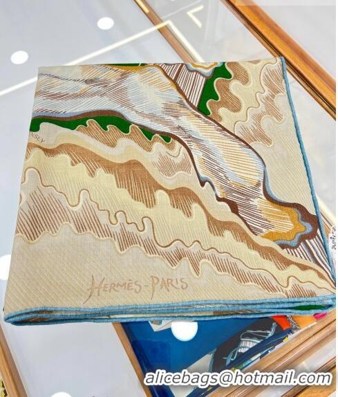 Top Quality Hermes Cheval Sirene Double Face Shawl Scarf 140cm HS8003 Green 2023