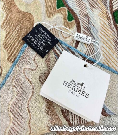 Top Quality Hermes Cheval Sirene Double Face Shawl Scarf 140cm HS8003 Green 2023