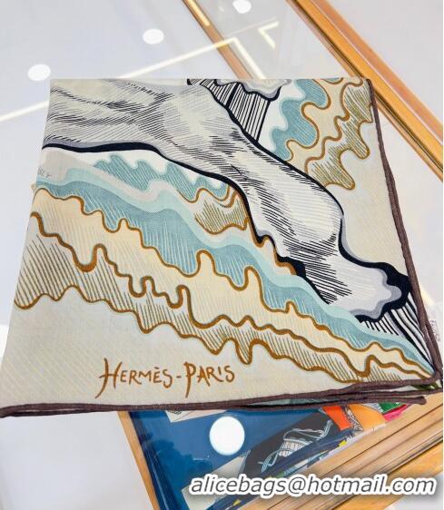 Inexpensive Hermes Cheval Sirene Double Face Shawl Scarf 140cm HS8003 White 2023