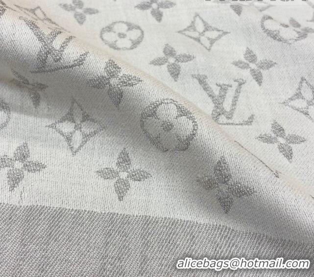 Best Price Louis Vuitton Shiny Silver Monogram Scarf 142x142cm LV09281 Shell Grey 2023