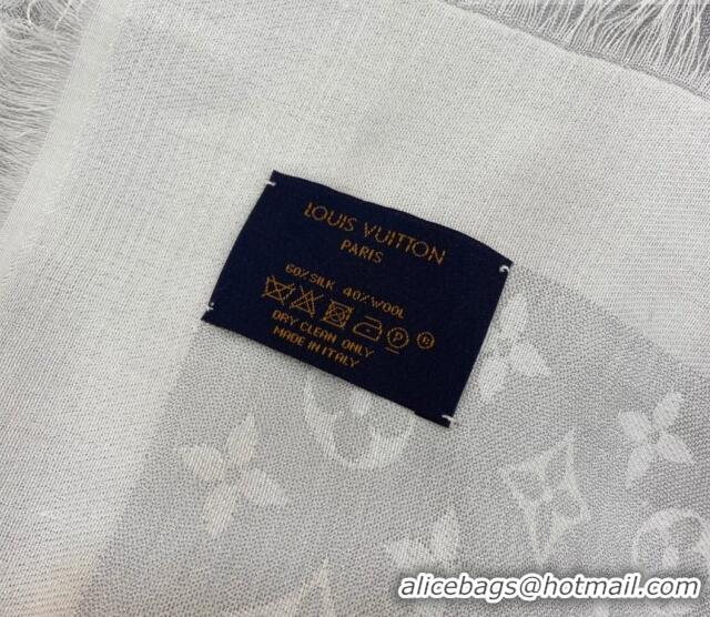 Best Price Louis Vuitton Shiny Silver Monogram Scarf 142x142cm LV09281 Shell Grey 2023