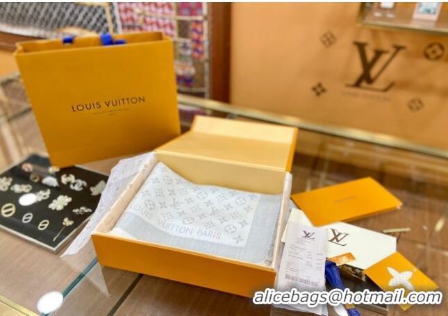 Best Price Louis Vuitton Shiny Silver Monogram Scarf 142x142cm LV09281 Shell Grey 2023