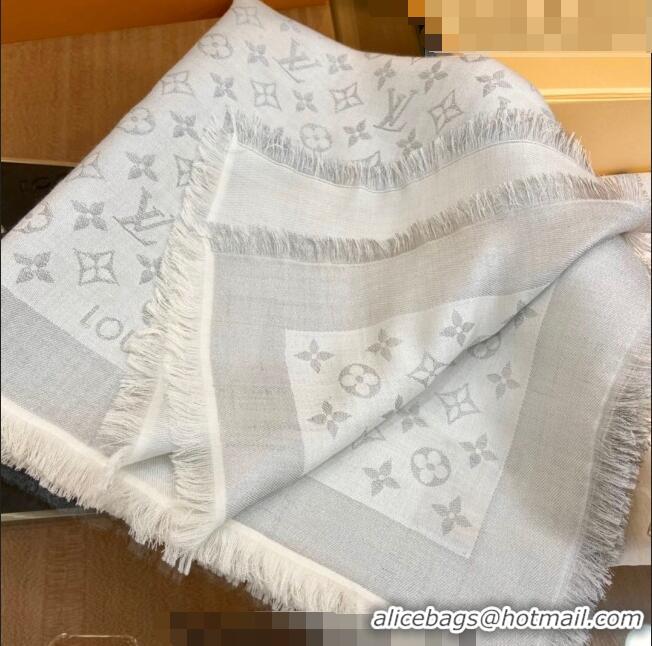 Best Price Louis Vuitton Shiny Silver Monogram Scarf 142x142cm LV09281 Shell Grey 2023