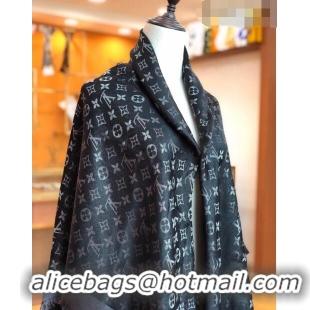 New Fashion Louis Vuitton Shiny Silver Monogram Scarf 142x142cm LV09281 Black 2023